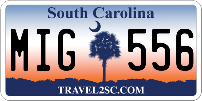 SC license plate MIG556