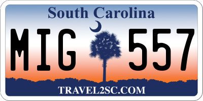 SC license plate MIG557