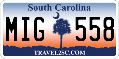 SC license plate MIG558