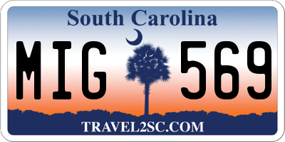 SC license plate MIG569