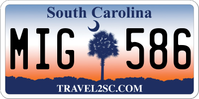SC license plate MIG586