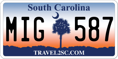 SC license plate MIG587