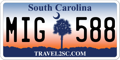 SC license plate MIG588