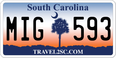 SC license plate MIG593