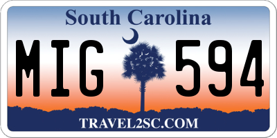 SC license plate MIG594