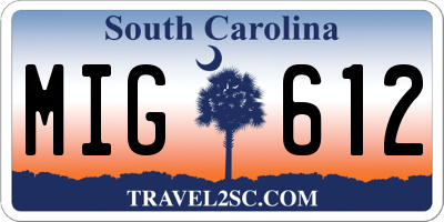 SC license plate MIG612