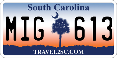SC license plate MIG613