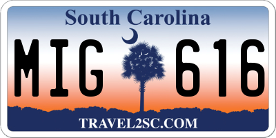 SC license plate MIG616