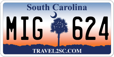 SC license plate MIG624