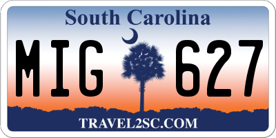 SC license plate MIG627