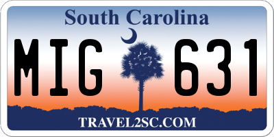 SC license plate MIG631