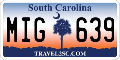 SC license plate MIG639