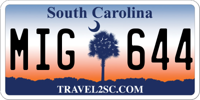 SC license plate MIG644