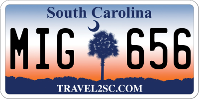 SC license plate MIG656