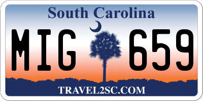 SC license plate MIG659