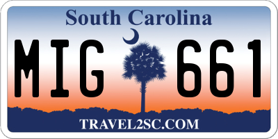 SC license plate MIG661