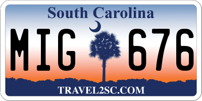 SC license plate MIG676