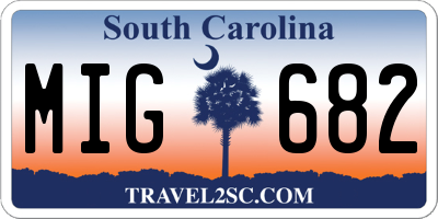 SC license plate MIG682
