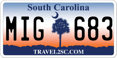 SC license plate MIG683