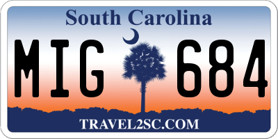 SC license plate MIG684