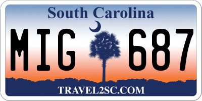 SC license plate MIG687