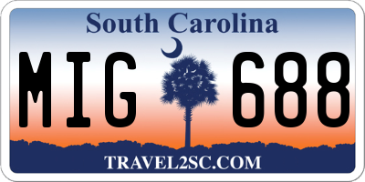 SC license plate MIG688