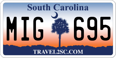 SC license plate MIG695