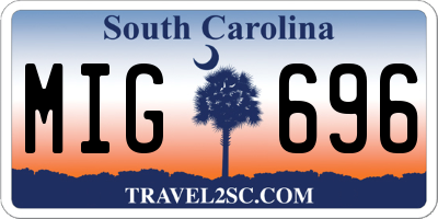 SC license plate MIG696