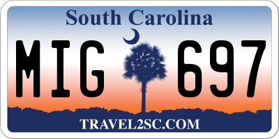 SC license plate MIG697
