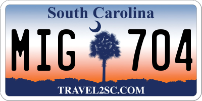SC license plate MIG704