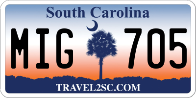 SC license plate MIG705