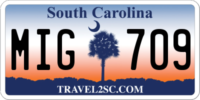 SC license plate MIG709