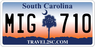 SC license plate MIG710