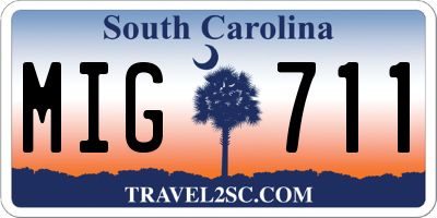 SC license plate MIG711