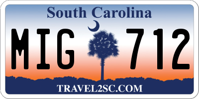 SC license plate MIG712