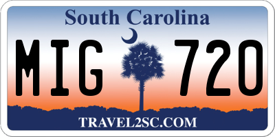 SC license plate MIG720