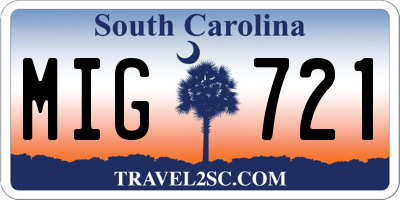 SC license plate MIG721