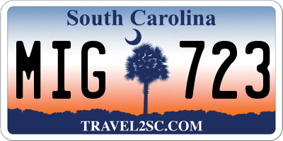 SC license plate MIG723