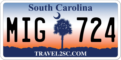 SC license plate MIG724