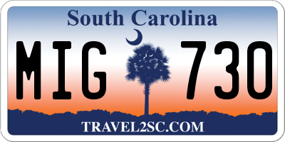 SC license plate MIG730
