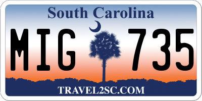 SC license plate MIG735