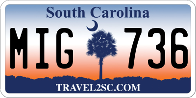 SC license plate MIG736