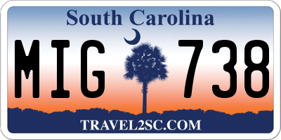 SC license plate MIG738