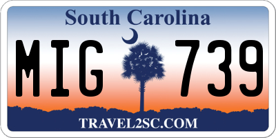 SC license plate MIG739