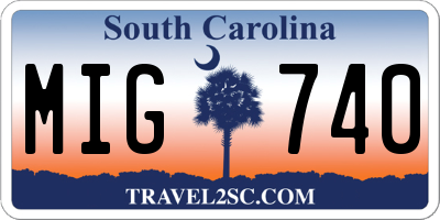 SC license plate MIG740