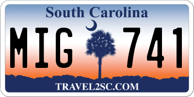 SC license plate MIG741