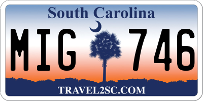 SC license plate MIG746