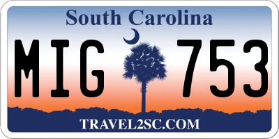 SC license plate MIG753