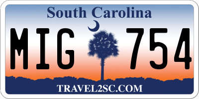 SC license plate MIG754
