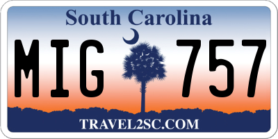 SC license plate MIG757